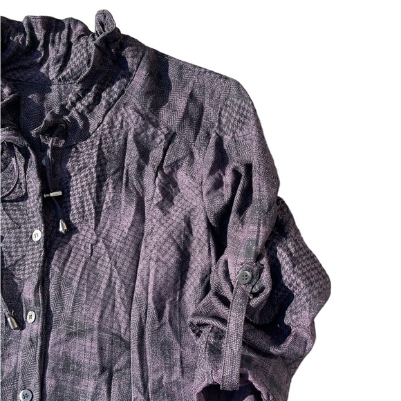 J'IDEE Lagenlook Loose Fit Shirt Jacket Dress Sz 4 France Purple Black Artsy S/M - Picture 4 of 8